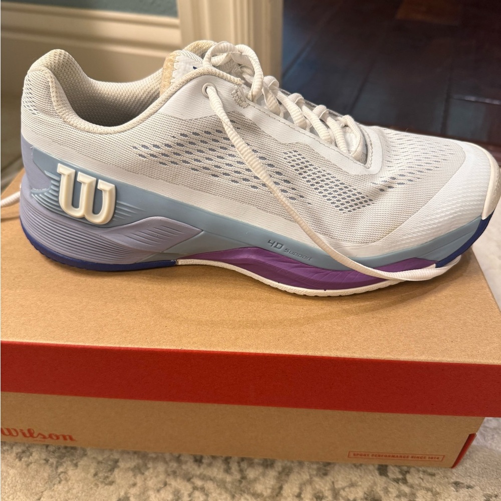 Wilson Pro Rush 4.0 Tennis Shoes Women's White, Blue and Purple Athletic Shoes